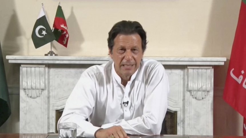 Cricket star-turned-politician Imran Khan, chairman of Pakistan Tehreek-e-Insaf (PTI), gives a speech as he declares victory in the general election in Islamabad, Pakistan, in this still image from a July 26, 2018 handout video by PTI. PTI handout/via REUTERS TV     ATTENTION EDITORS - THIS PICTURE WAS PROVIDED BY A THIRD PARTY. NO RESALES. NO ARCHIVE.
